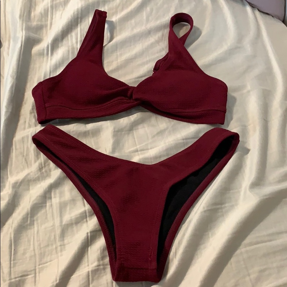 size small zaful burgundy set